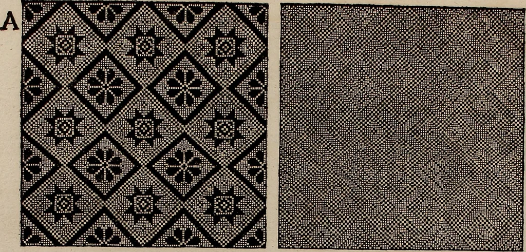 An illustration from Nützliches in lauter auserlesenen, wohl-approbirt- und meistentheils neu-inventirten Mustern bestehendes, Weber-Bild-Buch : als, zwey und siebenzig gesteinten Zeichnungen, von 15. bis auf 40. schäfftig und 32. Stück 16. und 20. schäfftigen Hin- und Wieder-Mödel, auch allerhand der nettesten Gattung von roth-gestreifften Arbeiten, sammt denen dazu gehörigen Zügen und Schnürungen : ingleichen allerhand nöthigen Bildern, auch Doppel-Kellisch, und einer Art von den Damast-Boden, 8. Flügel auf einen Bruch : dann eine Anweisung, wie sich diese Art Züg und Bilder zu halben Brüchen theilen, zerlegen, auch Doppel-Kellisch-Bilder so, wie man sie zum Gebrauch nöthig, selbst versetzen und verändern kan : wobey auch einer jeden Gattung insonderheit eine schrifftliche Anleitung voran gedruckt worden, 1740, leaf 200