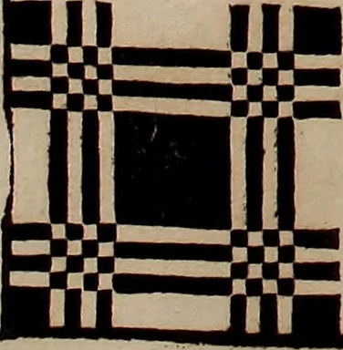 An illustration from Nützliches in lauter auserlesenen, wohl-approbirt- und meistentheils neu-inventirten Mustern bestehendes, Weber-Bild-Buch : als, zwey und siebenzig gesteinten Zeichnungen, von 15. bis auf 40. schäfftig und 32. Stück 16. und 20. schäfftigen Hin- und Wieder-Mödel, auch allerhand der nettesten Gattung von roth-gestreifften Arbeiten, sammt denen dazu gehörigen Zügen und Schnürungen : ingleichen allerhand nöthigen Bildern, auch Doppel-Kellisch, und einer Art von den Damast-Boden, 8. Flügel auf einen Bruch : dann eine Anweisung, wie sich diese Art Züg und Bilder zu halben Brüchen theilen, zerlegen, auch Doppel-Kellisch-Bilder so, wie man sie zum Gebrauch nöthig, selbst versetzen und verändern kan : wobey auch einer jeden Gattung insonderheit eine schrifftliche Anleitung voran gedruckt worden, 1740, leaf 66