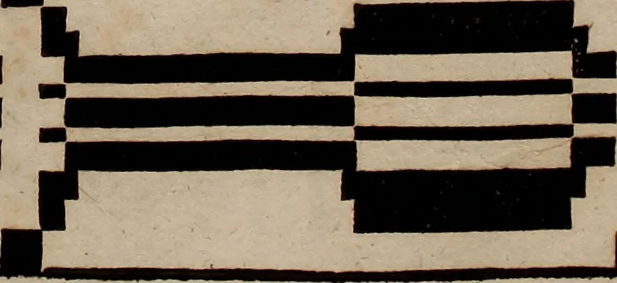 An illustration from Nützliches in lauter auserlesenen, wohl-approbirt- und meistentheils neu-inventirten Mustern bestehendes, Weber-Bild-Buch : als, zwey und siebenzig gesteinten Zeichnungen, von 15. bis auf 40. schäfftig und 32. Stück 16. und 20. schäfftigen Hin- und Wieder-Mödel, auch allerhand der nettesten Gattung von roth-gestreifften Arbeiten, sammt denen dazu gehörigen Zügen und Schnürungen : ingleichen allerhand nöthigen Bildern, auch Doppel-Kellisch, und einer Art von den Damast-Boden, 8. Flügel auf einen Bruch : dann eine Anweisung, wie sich diese Art Züg und Bilder zu halben Brüchen theilen, zerlegen, auch Doppel-Kellisch-Bilder so, wie man sie zum Gebrauch nöthig, selbst versetzen und verändern kan : wobey auch einer jeden Gattung insonderheit eine schrifftliche Anleitung voran gedruckt worden, 1740, leaf 92