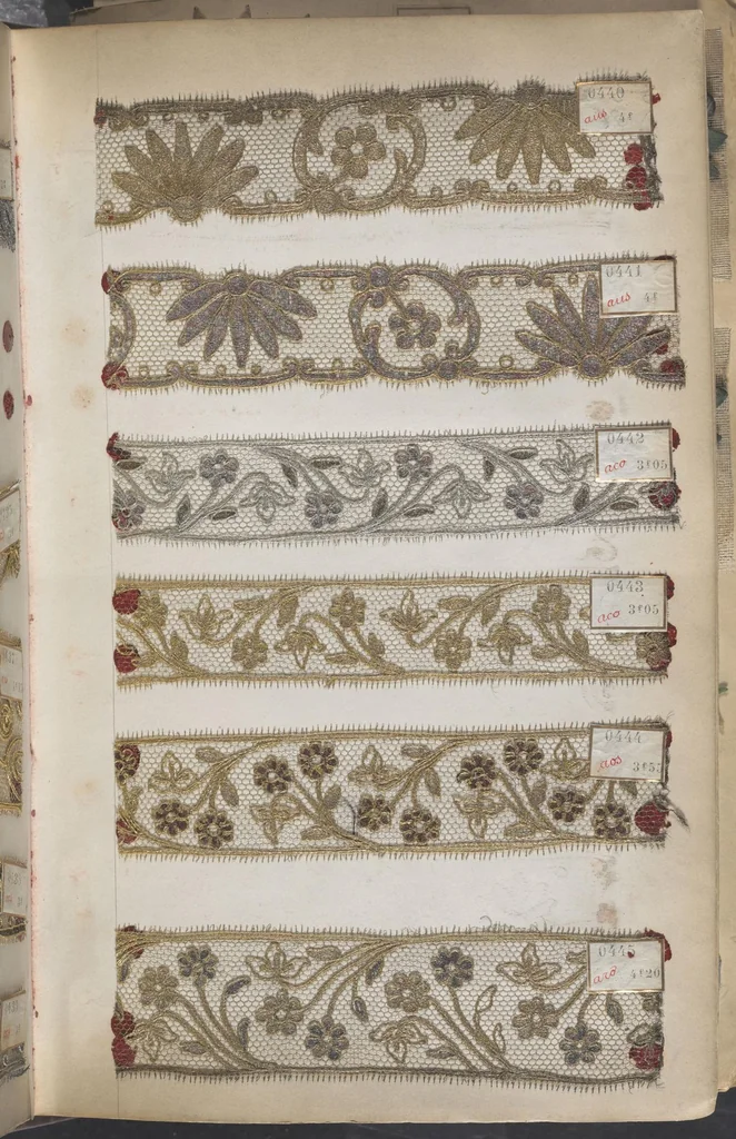 An illustration from [Sample book of trims], 1800, leaf 28