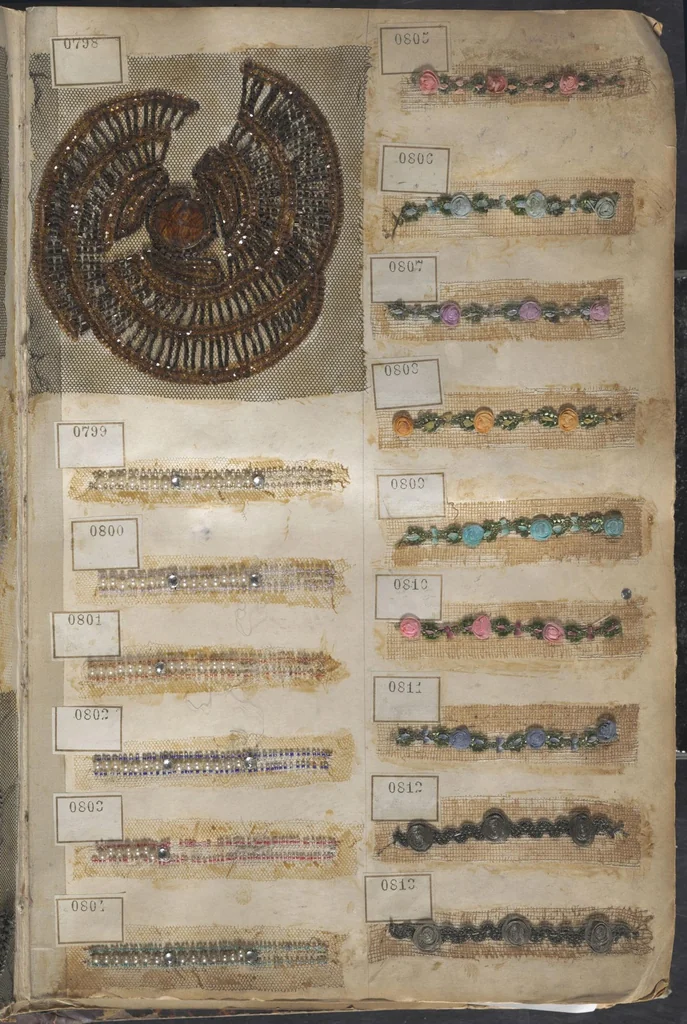 An illustration from [Sample book of trims], 1800, leaf 58
