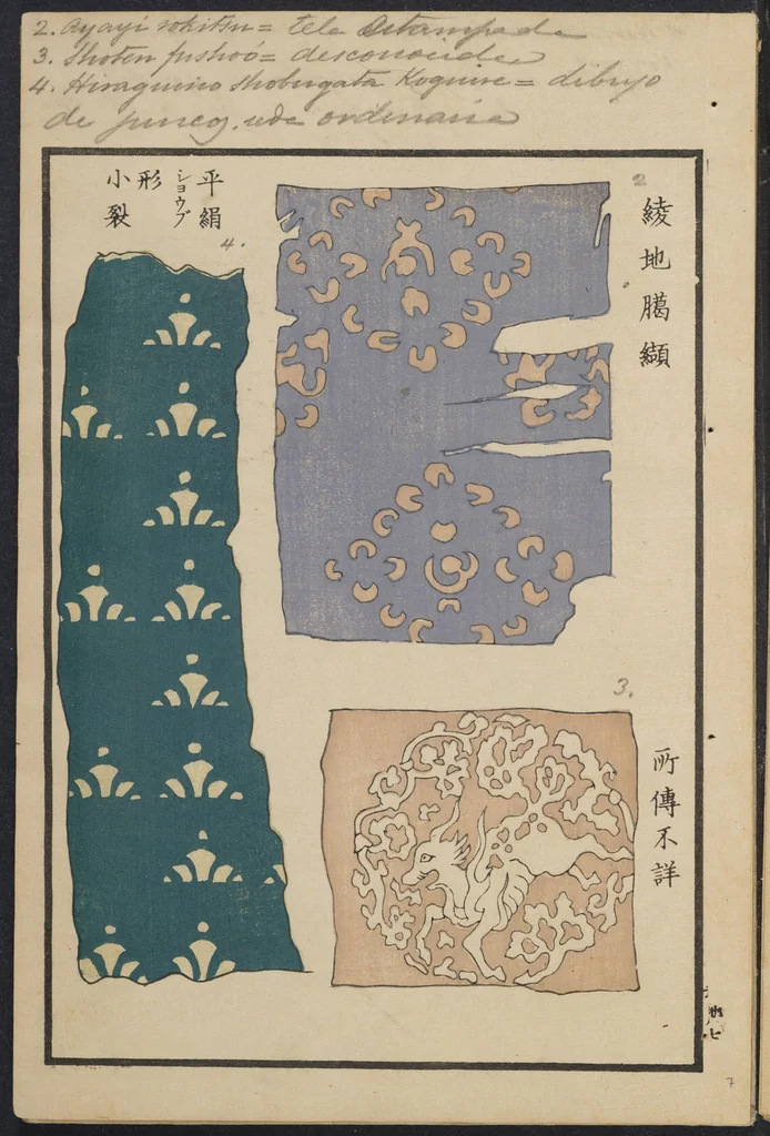 An illustration from "Shinsen Kodaimoyo Kangami." : Nueva serie de modelos de antiguas telas, 1882, leaf 18