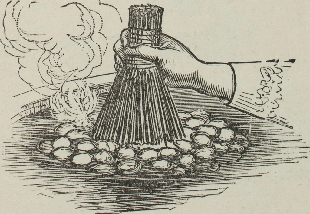 An illustration from How to use Florence knitting silk : no. 4, 1882, leaf 60