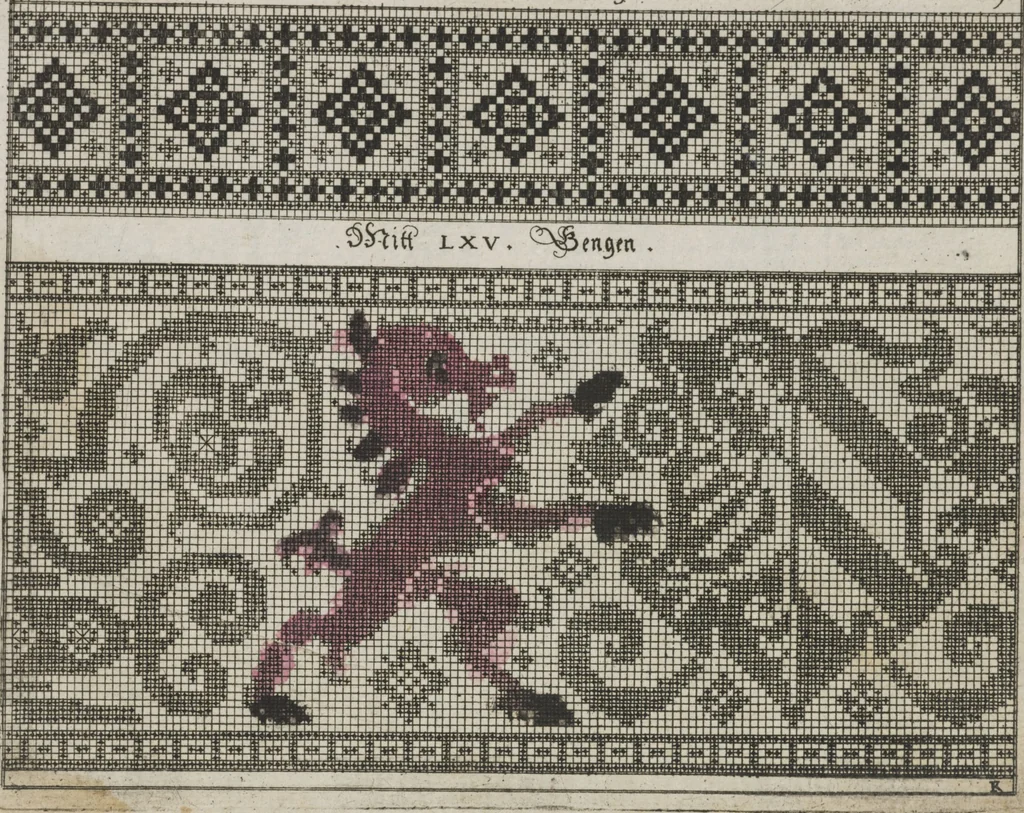 An illustration from Newes Modelbuch in Kupffer gemacht : darinen aller hand Arth newer Mödel von dun, mittel und dick aussgeschnidener Arbeit auch andern kunstlichen Nehwerck zu gebrauchen mit Vleisz inn Druck verfertigt, 1604, leaf 36