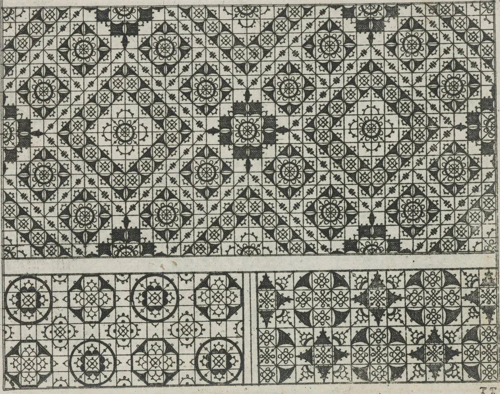 An illustration from Newes Modelbuch in Kupffer gemacht : darinen aller hand Arth newer Mödel von dun, mittel und dick aussgeschnidener Arbeit auch andern kunstlichen Nehwerck zu gebrauchen mit Vleisz inn Druck verfertigt, 1604, leaf 64