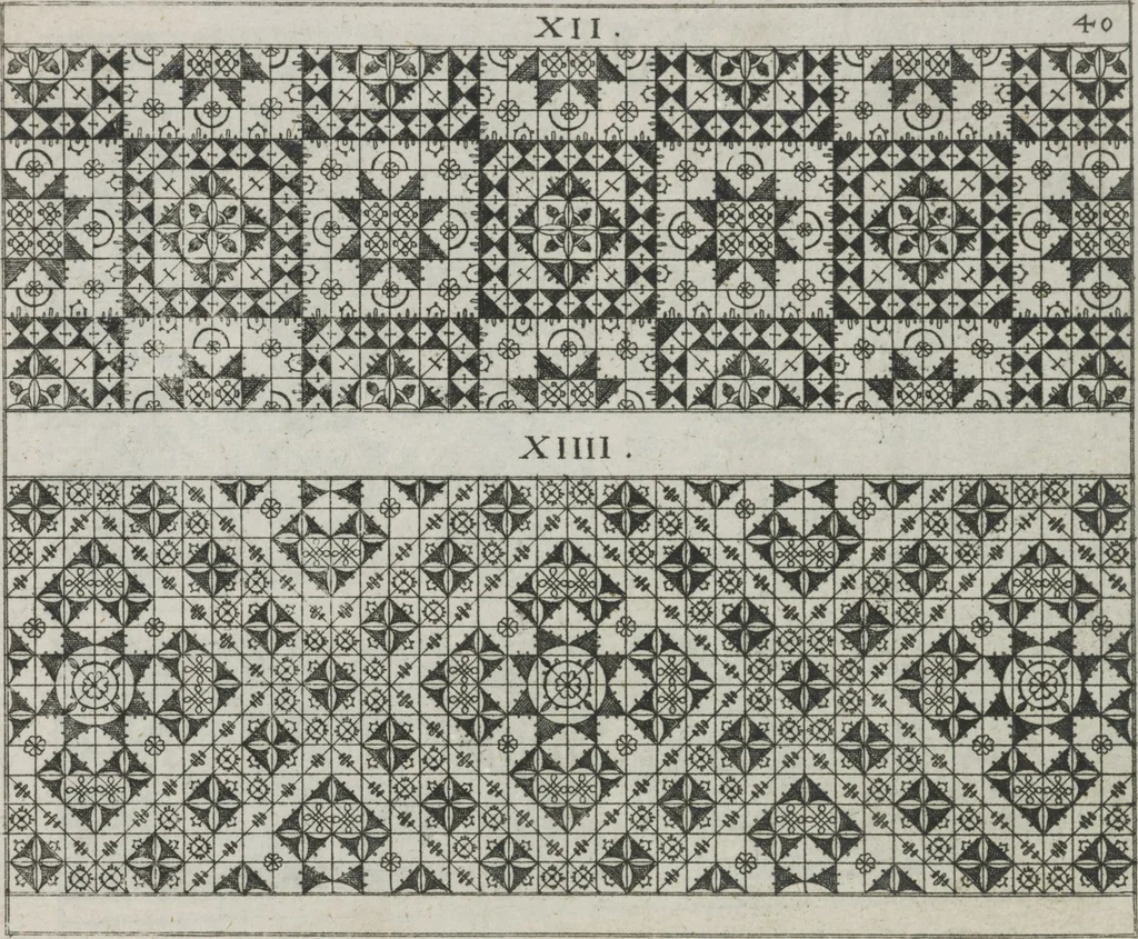 An illustration from Newes Modelbuch in Kupffer gemacht : darinen aller hand Arth newer Mödel von dun, mittel und dick aussgeschnidener Arbeit auch andern kunstlichen Nehwerck zu gebrauchen mit Vleisz inn Druck verfertigt, 1604, leaf 68