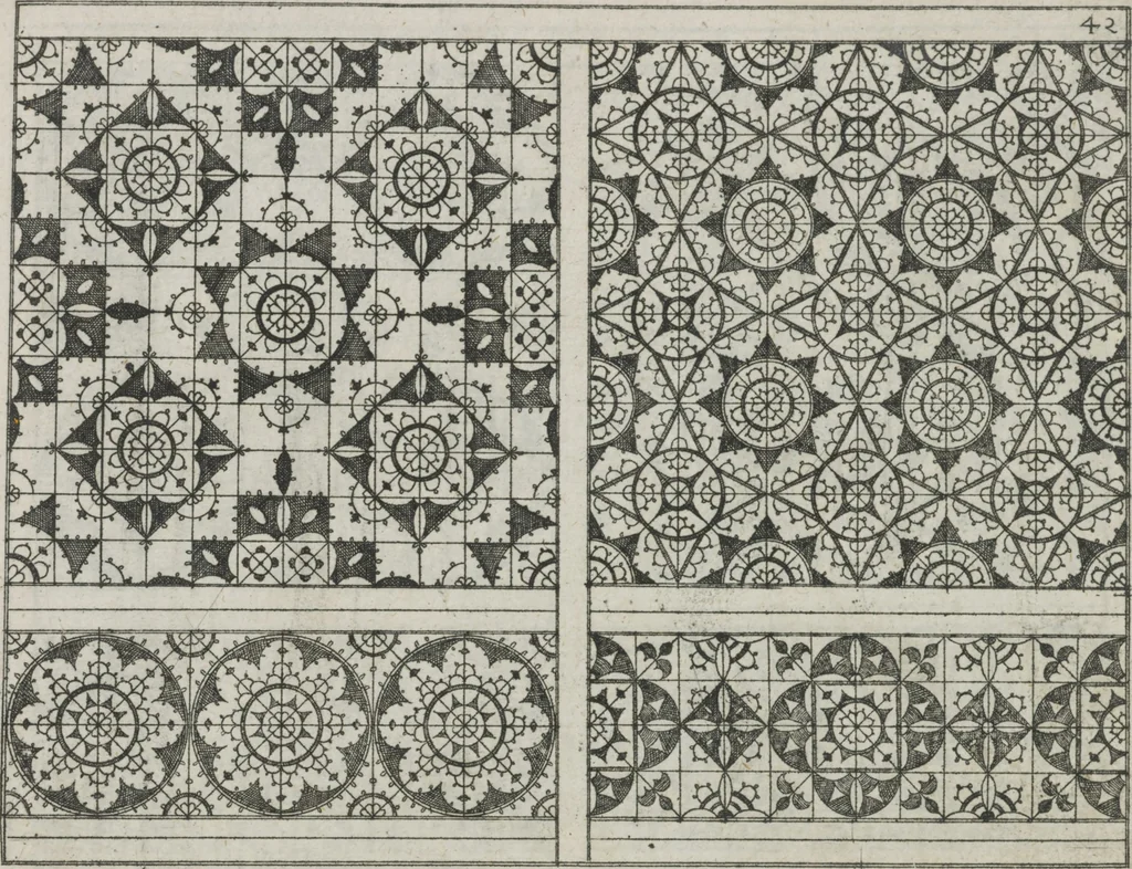 An illustration from Newes Modelbuch in Kupffer gemacht : darinen aller hand Arth newer Mödel von dun, mittel und dick aussgeschnidener Arbeit auch andern kunstlichen Nehwerck zu gebrauchen mit Vleisz inn Druck verfertigt, 1604, leaf 72