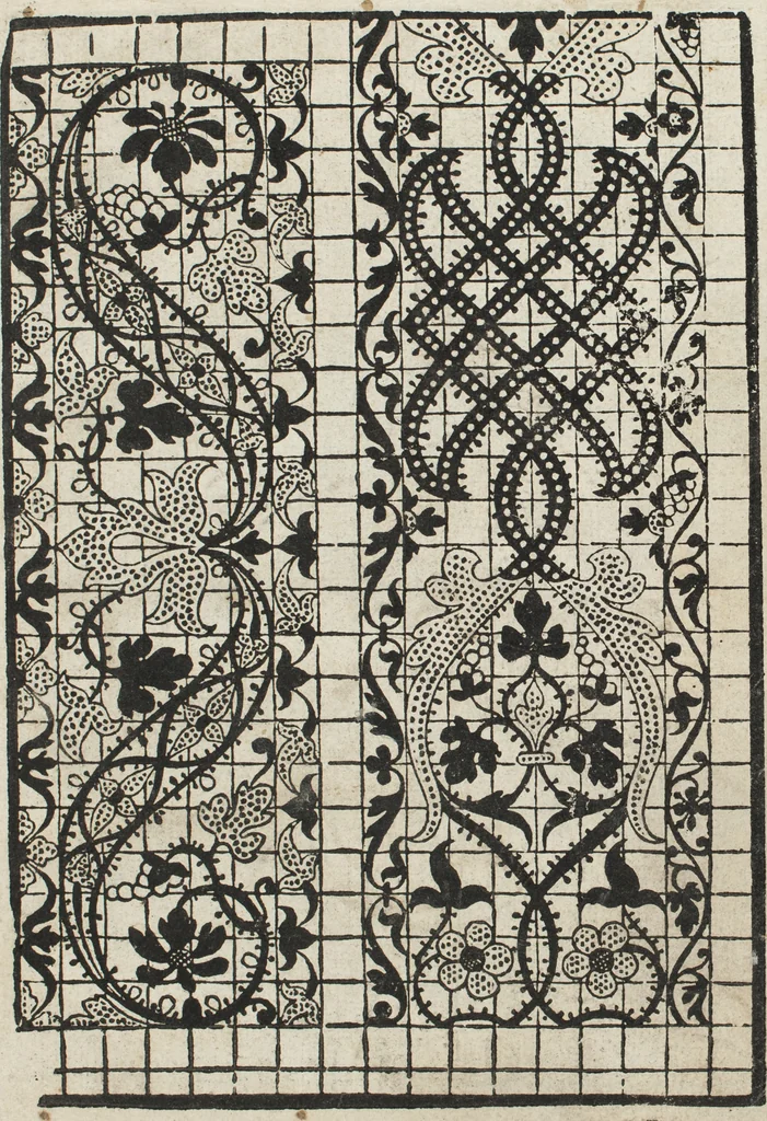 An illustration from L'honesto essempio del uertuoso desiderio che hanno le donne di nobil ingegno : circa lo imparare i punti tagliati a fogliami, 1550, leaf 28