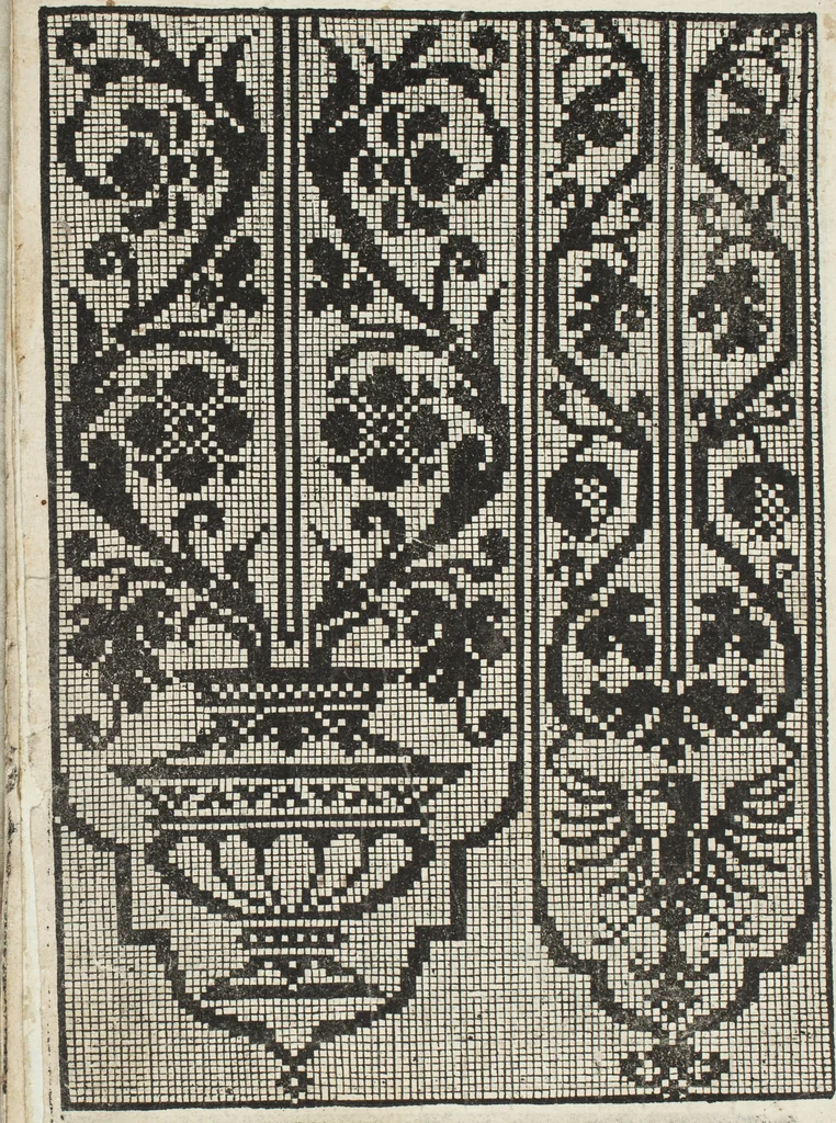 An illustration from L'honesto essempio del uertuoso desiderio che hanno le donne di nobil ingegno : circa lo imparare i punti tagliati a fogliami, 1550, leaf 29