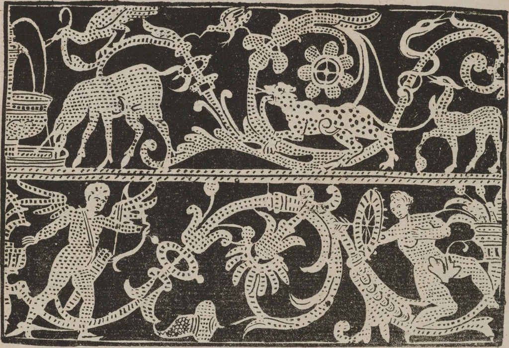 An illustration from Corona delle nobili, et virtvose donne. Libro [primo] : nel quale si dimostra in varij dissegni molte sorti di mostre di punti in aria, punti tagliati, punti a reticello, & ristampa la quarta voltà, 1592, leaf 32