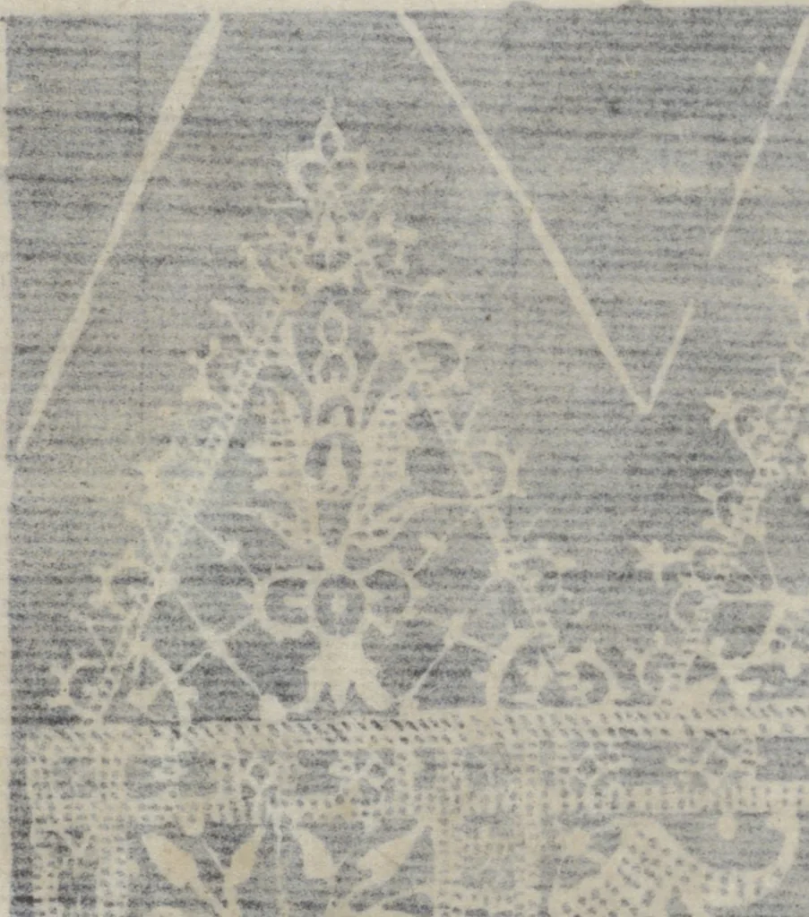 An illustration from Corona delle nobili, et virtvose donne. Libro [primo] : nel quale si dimostra in varij dissegni molte sorti di mostre di punti in aria, punti tagliati, punti a reticello, & ristampa la quarta voltà, 1592, leaf 41