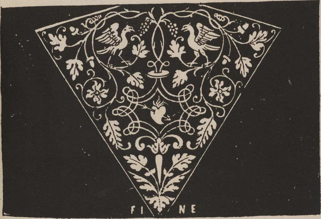 An illustration from Corona delle nobili, et virtvose donne. Libro [primo] : nel quale si dimostra in varij dissegni molte sorti di mostre di punti in aria, punti tagliati, punti a reticello, & ristampa la quarta voltà, 1592, leaf 56