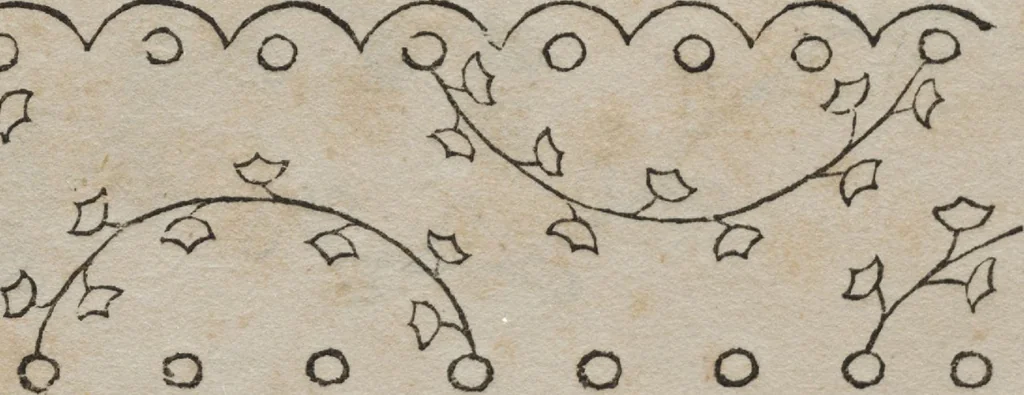 An illustration from Neue Desseins zu der beliebten Mode-arbeit in Linon, Nesseltuch und Claar, 1792, leaf 14