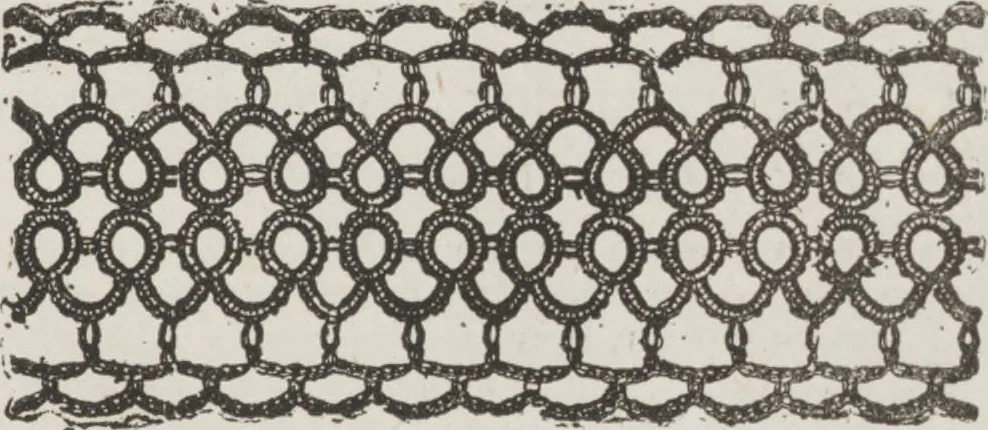 An illustration from Complete guide to the work-table : containing instructions in Berlin work, crochet, drawn-thread work, embroidery, knitting, knotting or macrame, lace, netting, poonah painting, & tatting, with numerous illustrations and coloured designs, 1884, leaf 112
