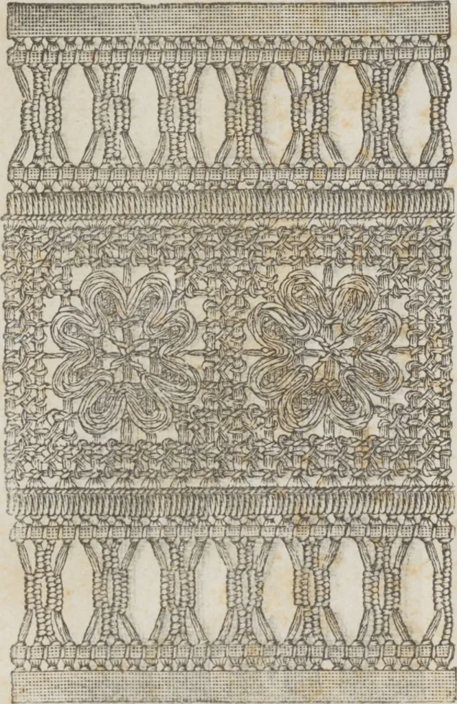 An illustration from Complete guide to the work-table : containing instructions in Berlin work, crochet, drawn-thread work, embroidery, knitting, knotting or macrame, lace, netting, poonah painting, & tatting, with numerous illustrations and coloured designs, 1884, leaf 118