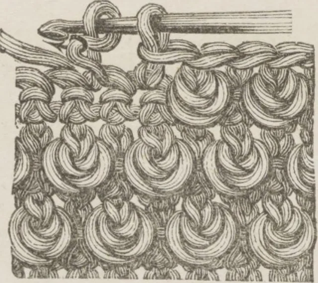 An illustration from Complete guide to the work-table : containing instructions in Berlin work, crochet, drawn-thread work, embroidery, knitting, knotting or macrame, lace, netting, poonah painting, & tatting, with numerous illustrations and coloured designs, 1884, leaf 20