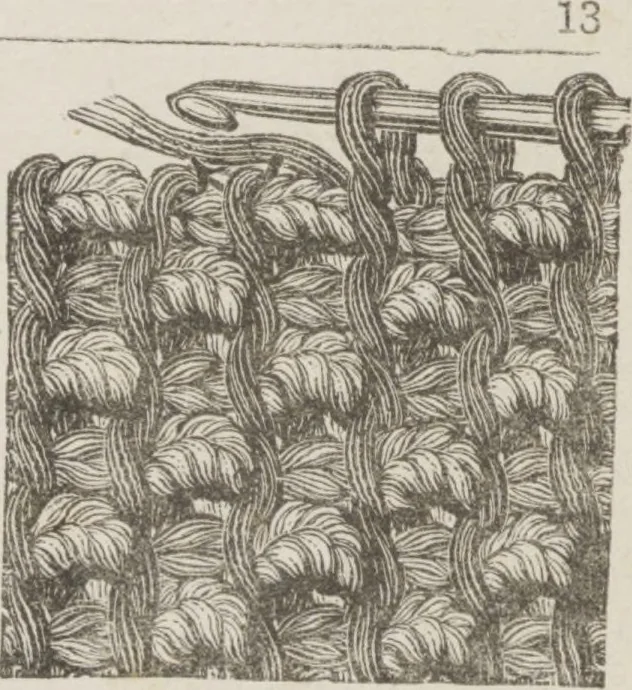 An illustration from Complete guide to the work-table : containing instructions in Berlin work, crochet, drawn-thread work, embroidery, knitting, knotting or macrame, lace, netting, poonah painting, & tatting, with numerous illustrations and coloured designs, 1884, leaf 20