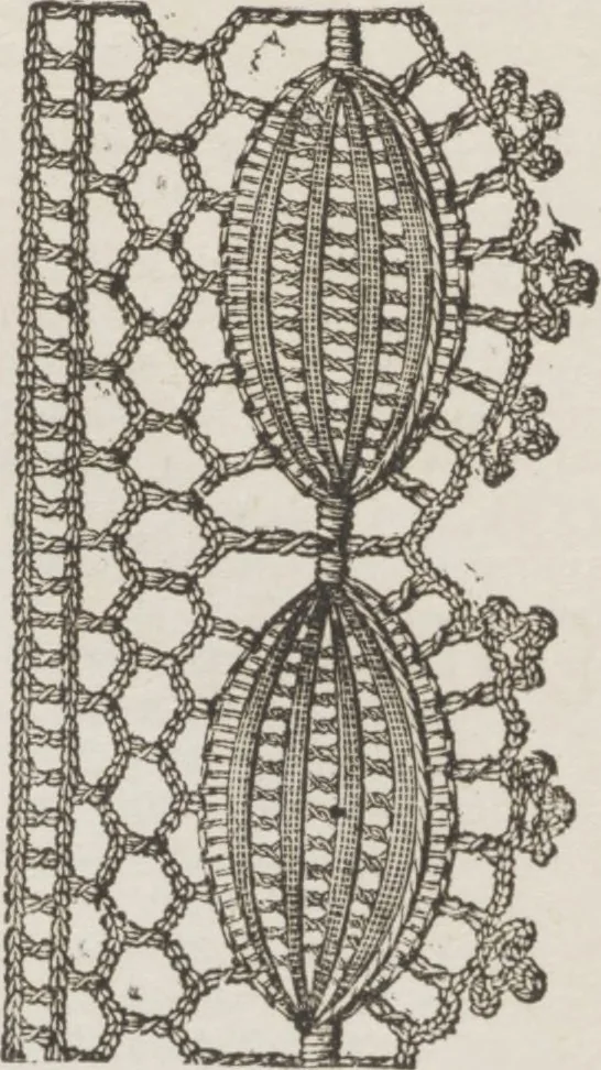 An illustration from Complete guide to the work-table : containing instructions in Berlin work, crochet, drawn-thread work, embroidery, knitting, knotting or macrame, lace, netting, poonah painting, & tatting, with numerous illustrations and coloured designs, 1884, leaf 23