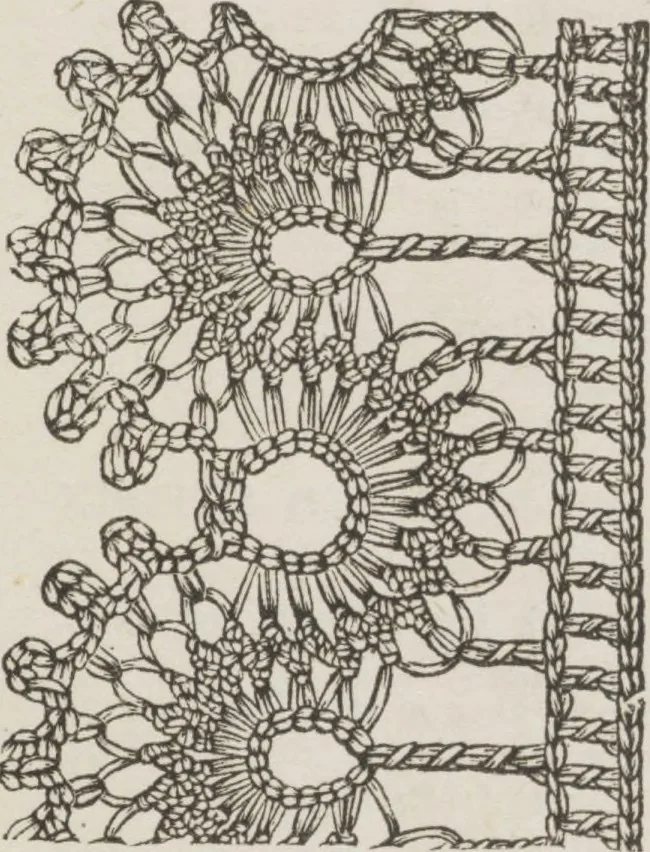 An illustration from Complete guide to the work-table : containing instructions in Berlin work, crochet, drawn-thread work, embroidery, knitting, knotting or macrame, lace, netting, poonah painting, & tatting, with numerous illustrations and coloured designs, 1884, leaf 23