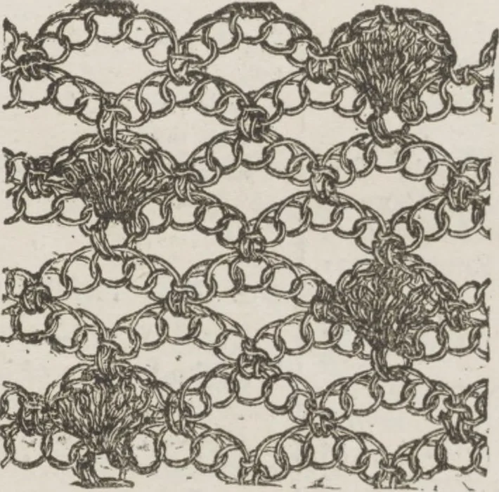 An illustration from Complete guide to the work-table : containing instructions in Berlin work, crochet, drawn-thread work, embroidery, knitting, knotting or macrame, lace, netting, poonah painting, & tatting, with numerous illustrations and coloured designs, 1884, leaf 23