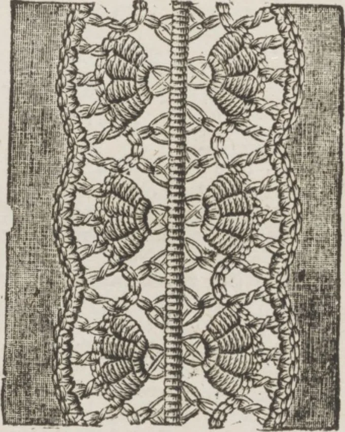 An illustration from Complete guide to the work-table : containing instructions in Berlin work, crochet, drawn-thread work, embroidery, knitting, knotting or macrame, lace, netting, poonah painting, & tatting, with numerous illustrations and coloured designs, 1884, leaf 23