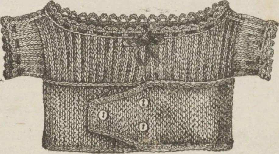 An illustration from Complete guide to the work-table : containing instructions in Berlin work, crochet, drawn-thread work, embroidery, knitting, knotting or macrame, lace, netting, poonah painting, & tatting, with numerous illustrations and coloured designs, 1884, leaf 52