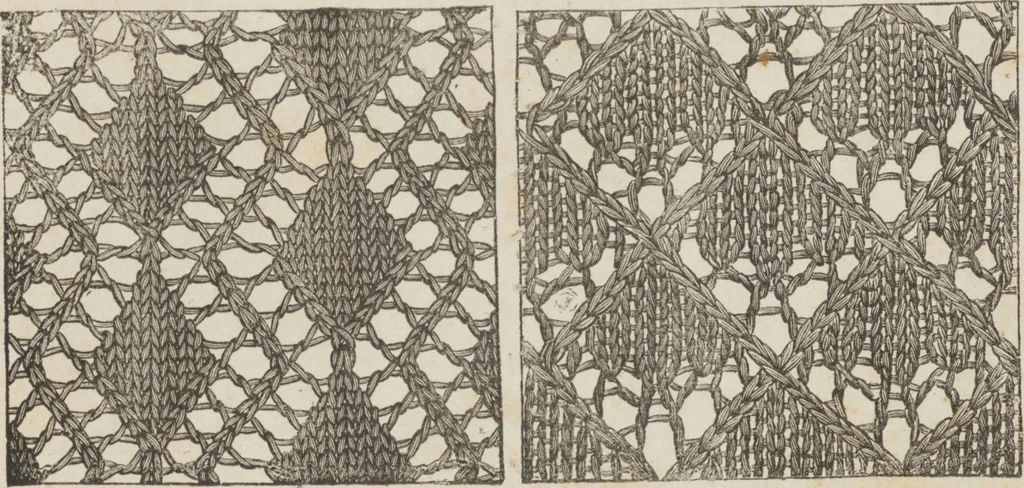 An illustration from Complete guide to the work-table : containing instructions in Berlin work, crochet, drawn-thread work, embroidery, knitting, knotting or macrame, lace, netting, poonah painting, & tatting, with numerous illustrations and coloured designs, 1884, leaf 53