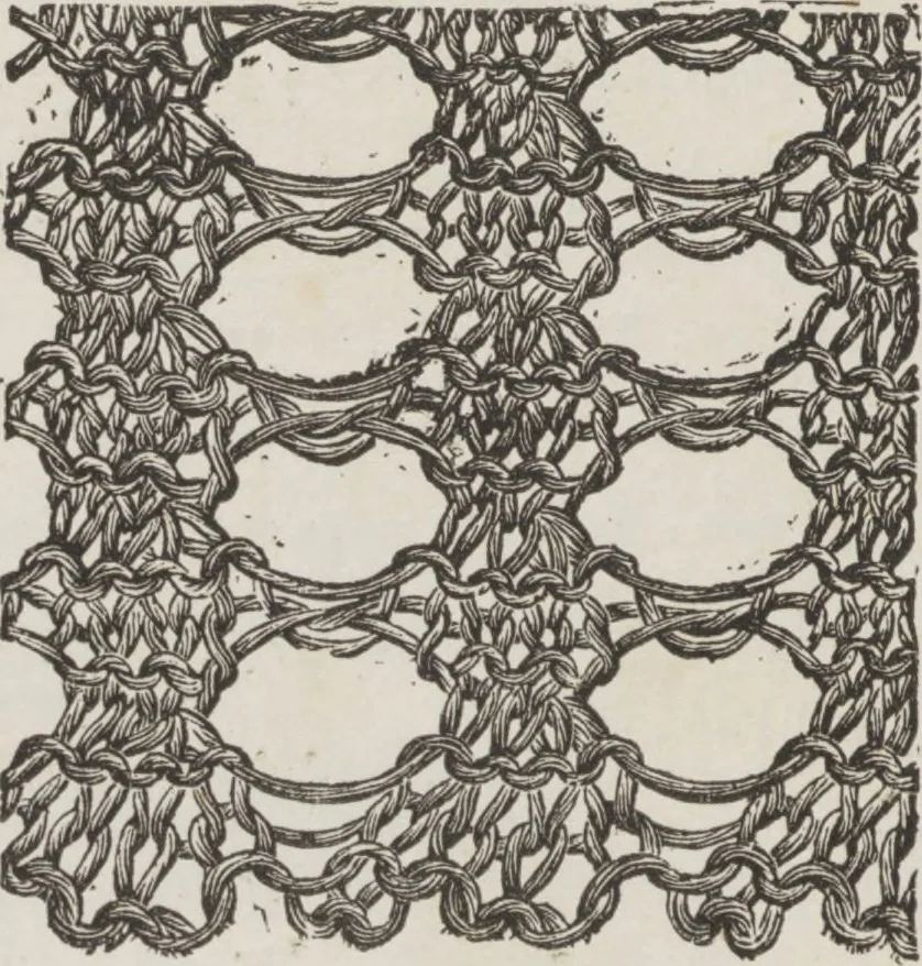 An illustration from Complete guide to the work-table : containing instructions in Berlin work, crochet, drawn-thread work, embroidery, knitting, knotting or macrame, lace, netting, poonah painting, & tatting, with numerous illustrations and coloured designs, 1884, leaf 69
