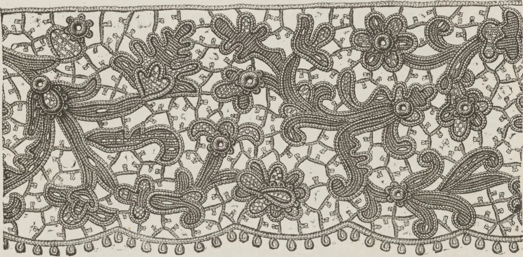 An illustration from Complete guide to the work-table : containing instructions in Berlin work, crochet, drawn-thread work, embroidery, knitting, knotting or macrame, lace, netting, poonah painting, & tatting, with numerous illustrations and coloured designs, 1884, leaf 81