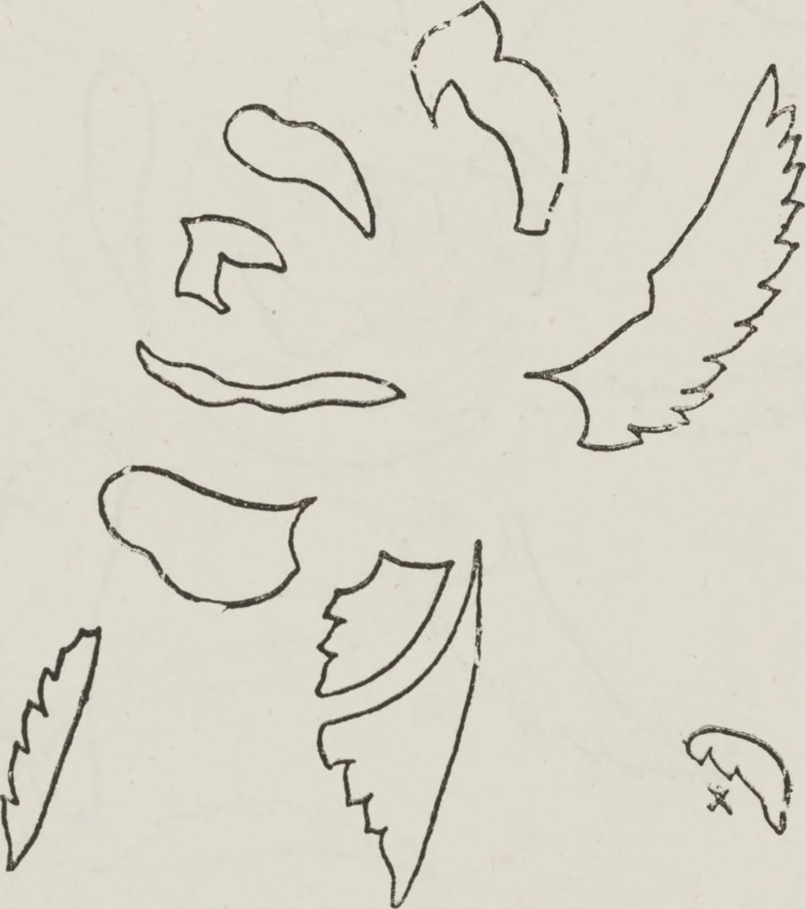 An illustration from Complete guide to the work-table : containing instructions in Berlin work, crochet, drawn-thread work, embroidery, knitting, knotting or macrame, lace, netting, poonah painting, & tatting, with numerous illustrations and coloured designs, 1884, leaf 93