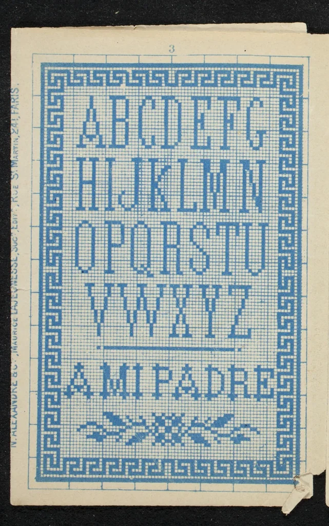 An illustration from New patterns for embroidering : alphabets, 1870, leaf 3