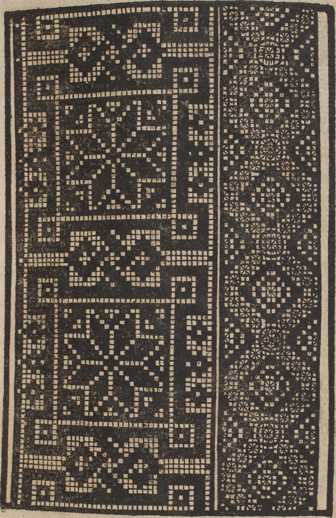 An illustration from Schön newes Modelbuch, von 540. schönen auszerwehlten Künstlichen, so wol Italiänischen, Französischen, Ni-derländischen, Engelländischen, als Teutschen Mödeln, 1622, leaf 118
