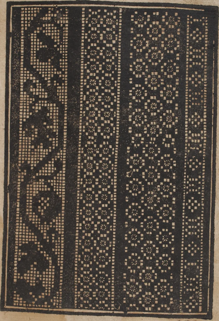 An illustration from Schön newes Modelbuch, von 540. schönen auszerwehlten Künstlichen, so wol Italiänischen, Französischen, Ni-derländischen, Engelländischen, als Teutschen Mödeln, 1622, leaf 144