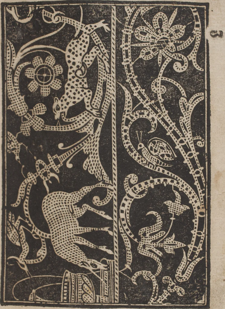 An illustration from Schön newes Modelbuch, von 540. schönen auszerwehlten Künstlichen, so wol Italiänischen, Französischen, Ni-derländischen, Engelländischen, als Teutschen Mödeln, 1622, leaf 150