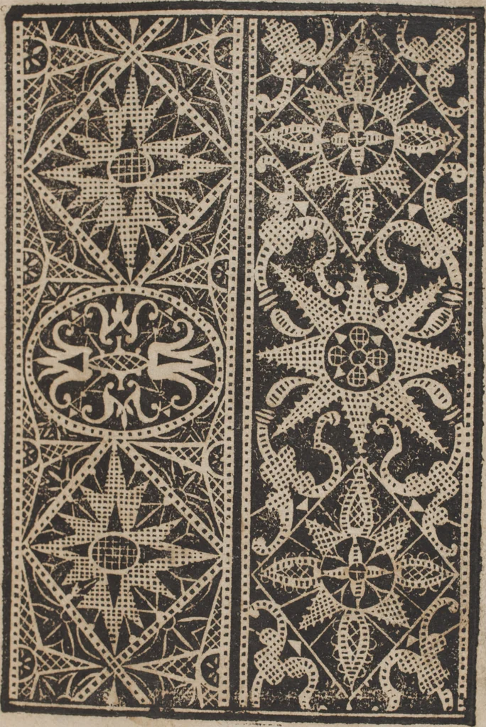 An illustration from Schön newes Modelbuch, von 540. schönen auszerwehlten Künstlichen, so wol Italiänischen, Französischen, Ni-derländischen, Engelländischen, als Teutschen Mödeln, 1622, leaf 152