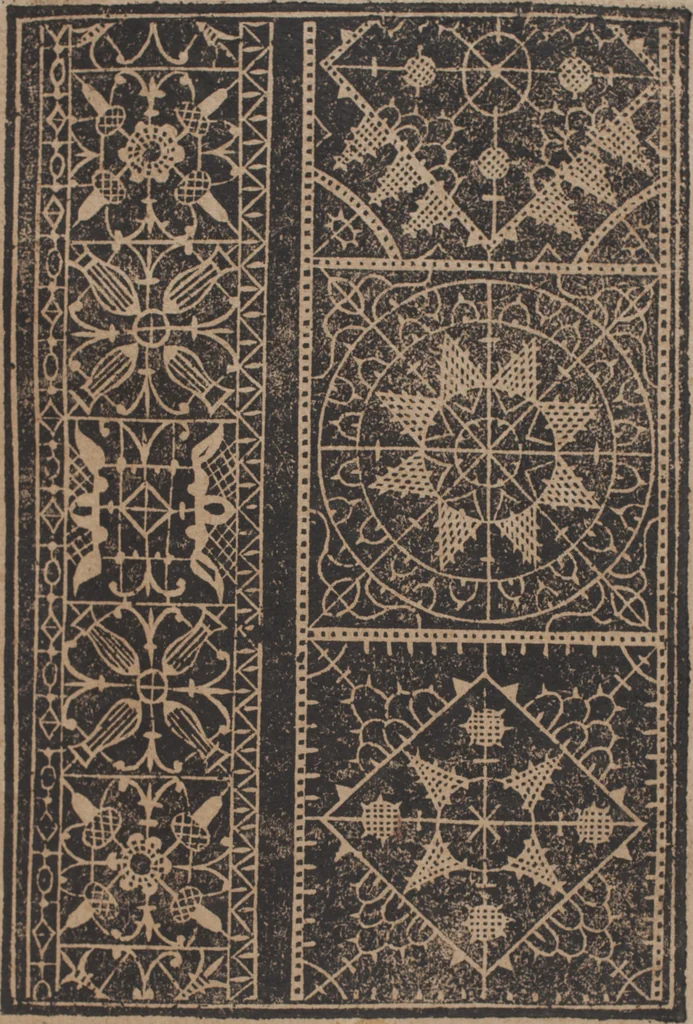 An illustration from Schön newes Modelbuch, von 540. schönen auszerwehlten Künstlichen, so wol Italiänischen, Französischen, Ni-derländischen, Engelländischen, als Teutschen Mödeln, 1622, leaf 176