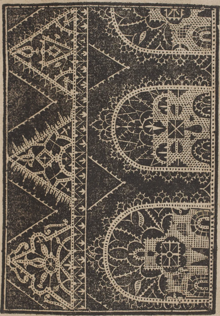 An illustration from Schön newes Modelbuch, von 540. schönen auszerwehlten Künstlichen, so wol Italiänischen, Französischen, Ni-derländischen, Engelländischen, als Teutschen Mödeln, 1622, leaf 182