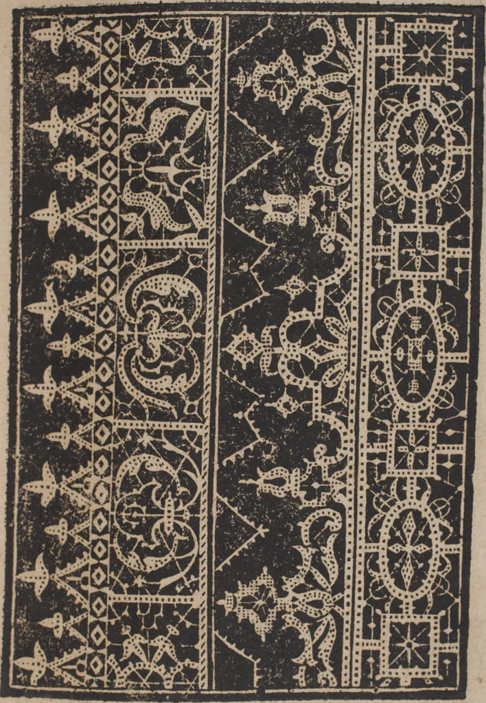An illustration from Schön newes Modelbuch, von 540. schönen auszerwehlten Künstlichen, so wol Italiänischen, Französischen, Ni-derländischen, Engelländischen, als Teutschen Mödeln, 1622, leaf 184