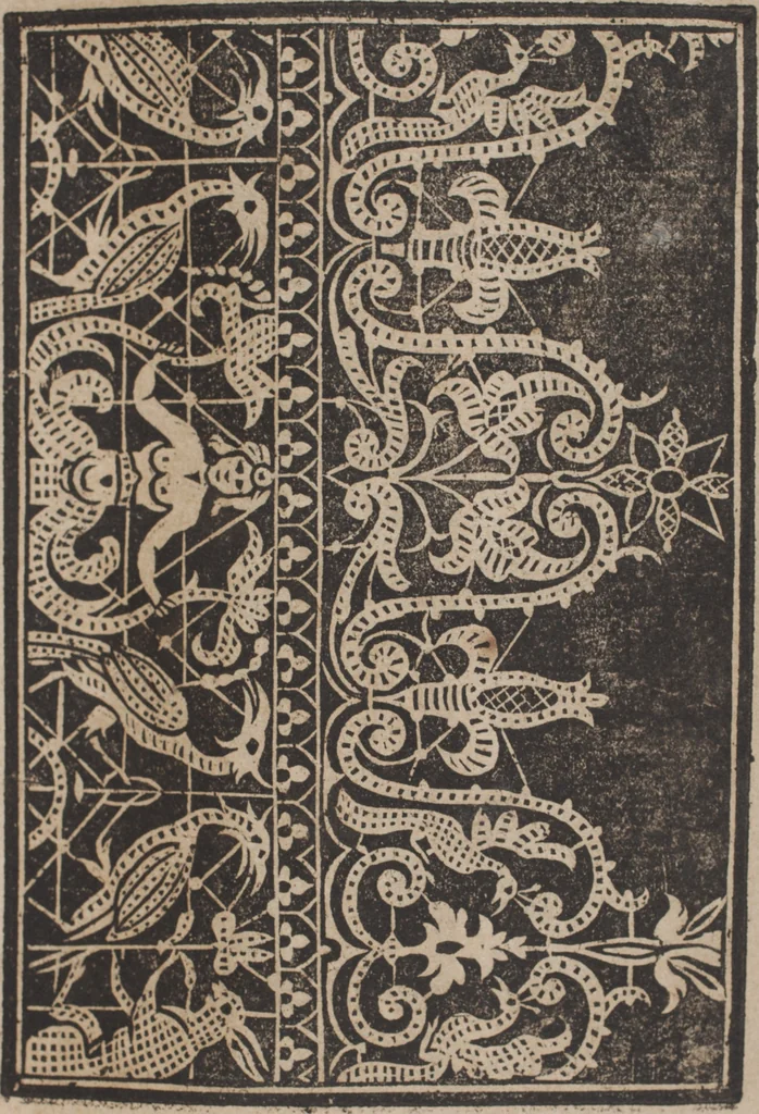 An illustration from Schön newes Modelbuch, von 540. schönen auszerwehlten Künstlichen, so wol Italiänischen, Französischen, Ni-derländischen, Engelländischen, als Teutschen Mödeln, 1622, leaf 190