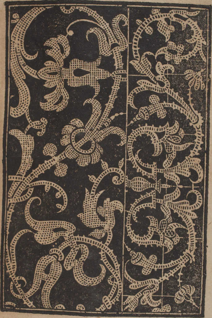 An illustration from Schön newes Modelbuch, von 540. schönen auszerwehlten Künstlichen, so wol Italiänischen, Französischen, Ni-derländischen, Engelländischen, als Teutschen Mödeln, 1622, leaf 202