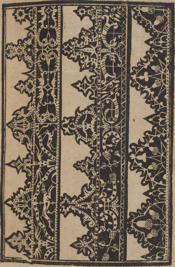 An illustration from Schön newes Modelbuch, von 540. schönen auszerwehlten Künstlichen, so wol Italiänischen, Französischen, Ni-derländischen, Engelländischen, als Teutschen Mödeln, 1622, leaf 212