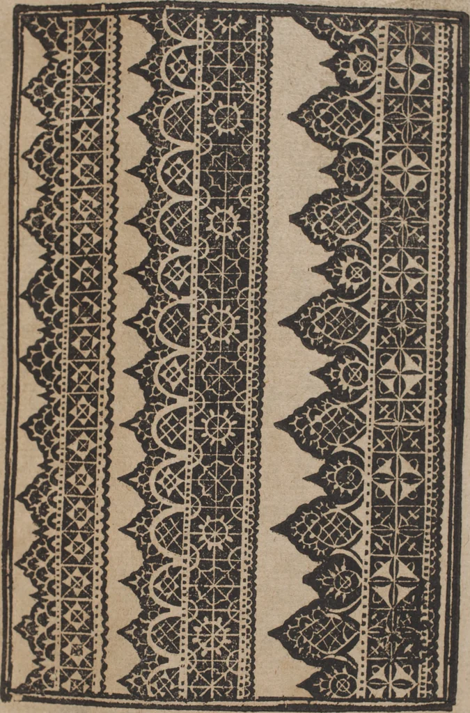 An illustration from Schön newes Modelbuch, von 540. schönen auszerwehlten Künstlichen, so wol Italiänischen, Französischen, Ni-derländischen, Engelländischen, als Teutschen Mödeln, 1622, leaf 214