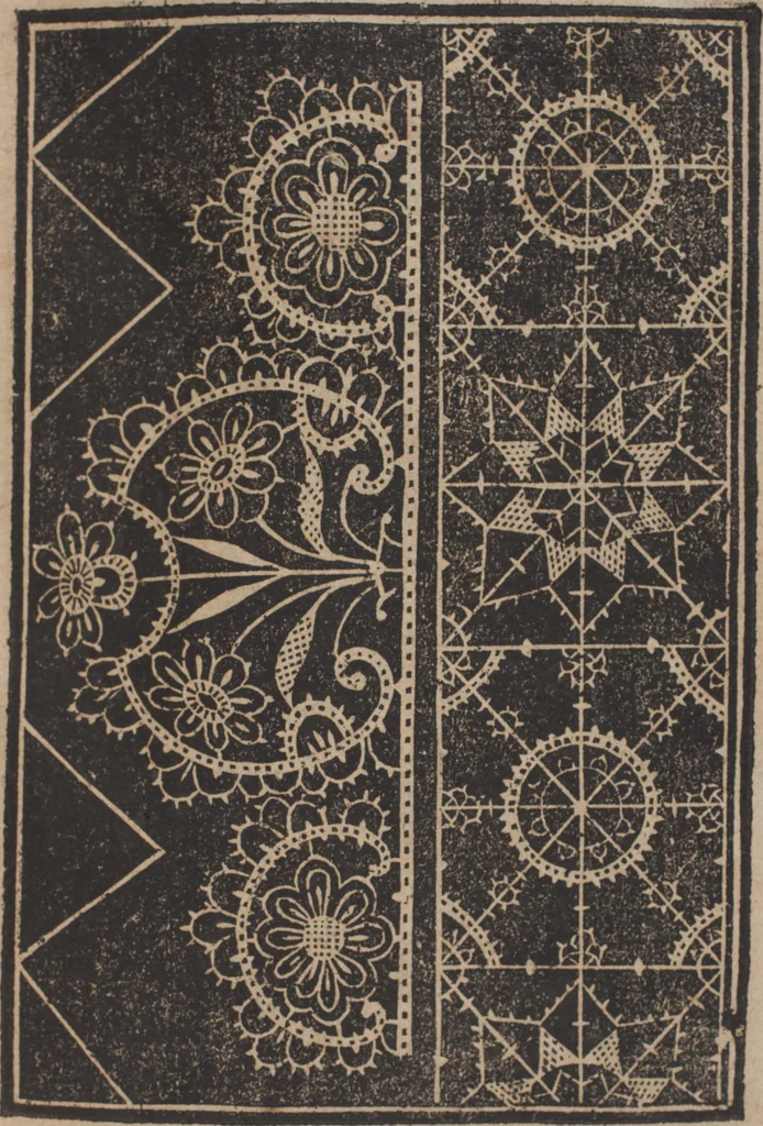 An illustration from Schön newes Modelbuch, von 540. schönen auszerwehlten Künstlichen, so wol Italiänischen, Französischen, Ni-derländischen, Engelländischen, als Teutschen Mödeln, 1622, leaf 218