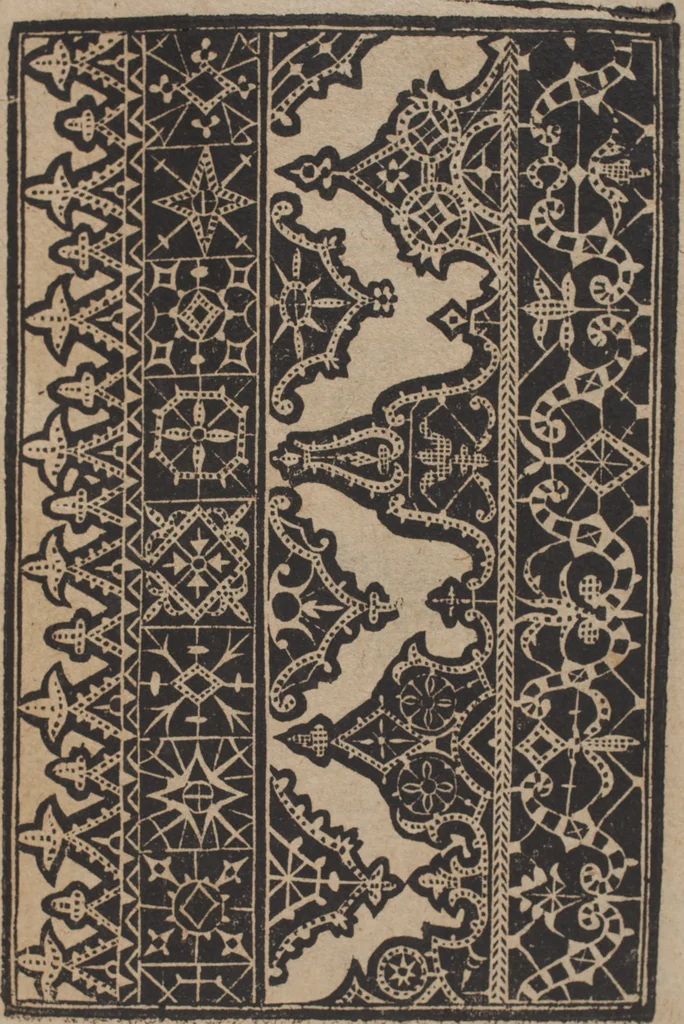 An illustration from Schön newes Modelbuch, von 540. schönen auszerwehlten Künstlichen, so wol Italiänischen, Französischen, Ni-derländischen, Engelländischen, als Teutschen Mödeln, 1622, leaf 220