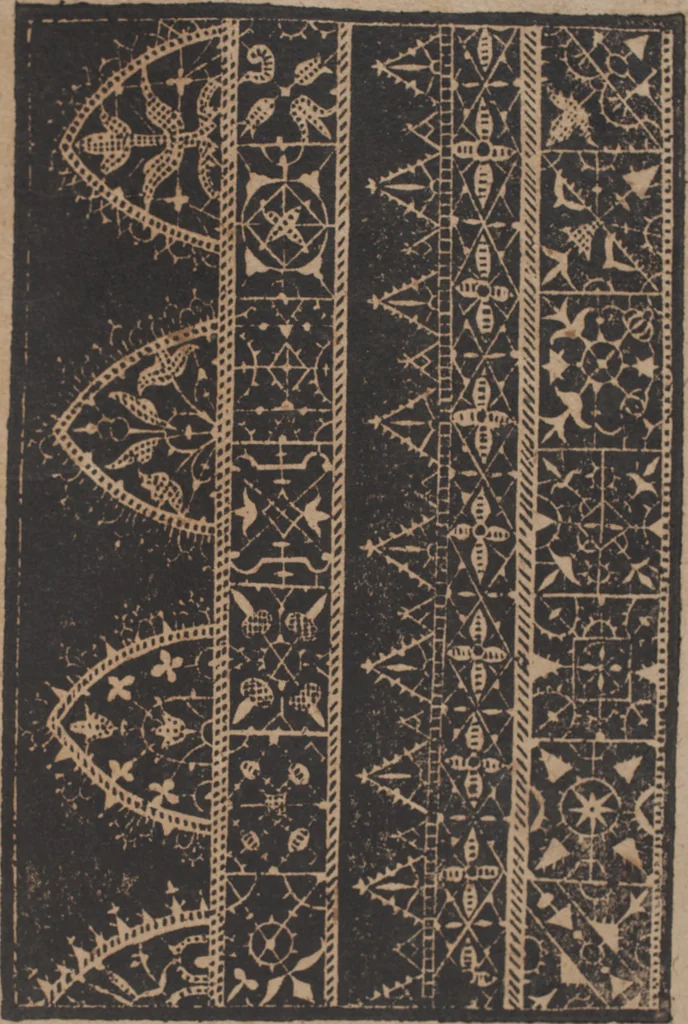 An illustration from Schön newes Modelbuch, von 540. schönen auszerwehlten Künstlichen, so wol Italiänischen, Französischen, Ni-derländischen, Engelländischen, als Teutschen Mödeln, 1622, leaf 256