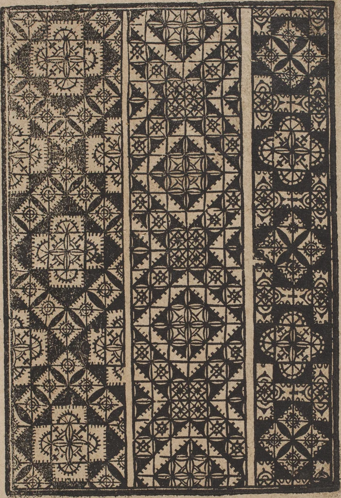 An illustration from Schön newes Modelbuch, von 540. schönen auszerwehlten Künstlichen, so wol Italiänischen, Französischen, Ni-derländischen, Engelländischen, als Teutschen Mödeln, 1622, leaf 6