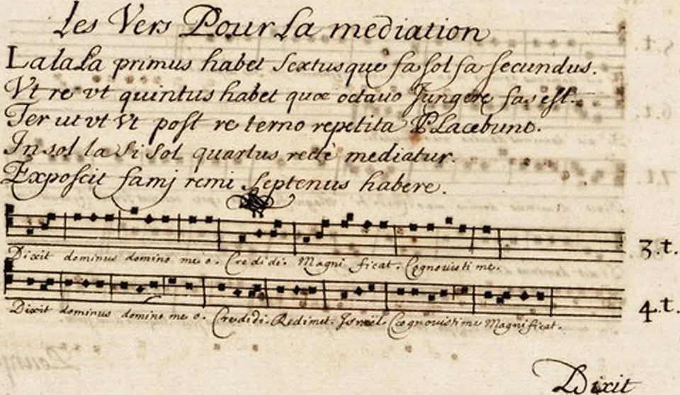 An illustration from Traités de plain-chant, composés ou copiés par un nommé Brunet, 1676, leaf 77
