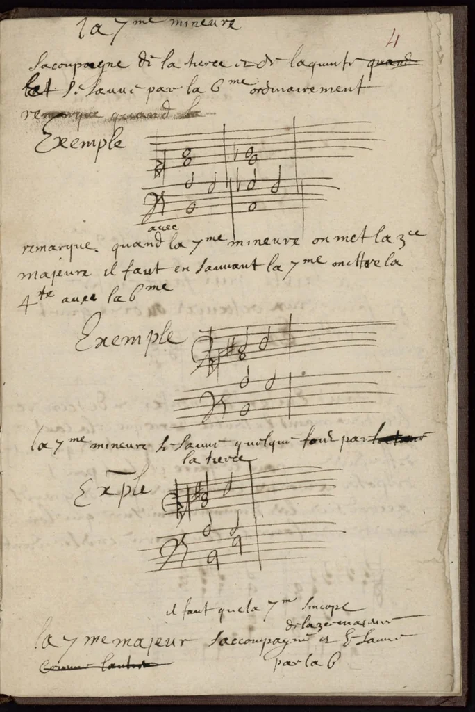 An illustration from « Petites reigles pour l'accompagnement, que M. Buterne m'a donné par confience et dont il fait grand cas et qu'il se reserve », 1700, leaf 14