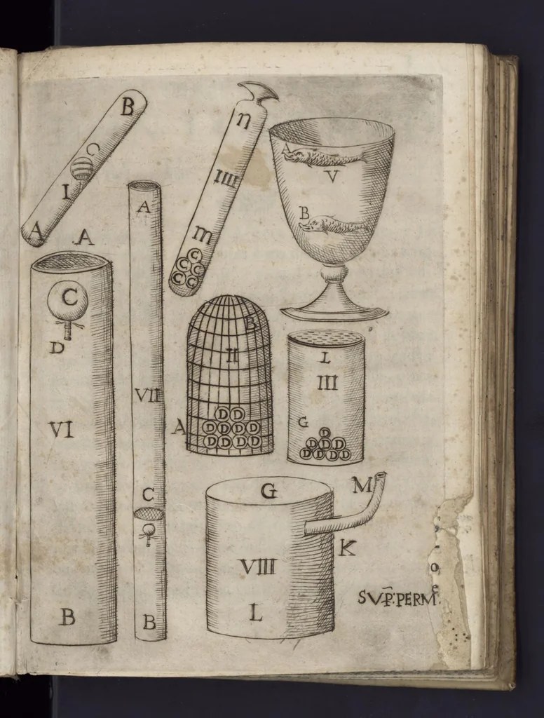 An illustration from Renitenza certissima dell'acqua alla compressione dichiarata con varij scherzi in occasion d'altri problemi curiosi, 1648, leaf 2