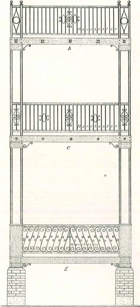 An illustration from Manchester Iron Works, architectural, structural, ornamental iron and steel., 1916, leaf 43
